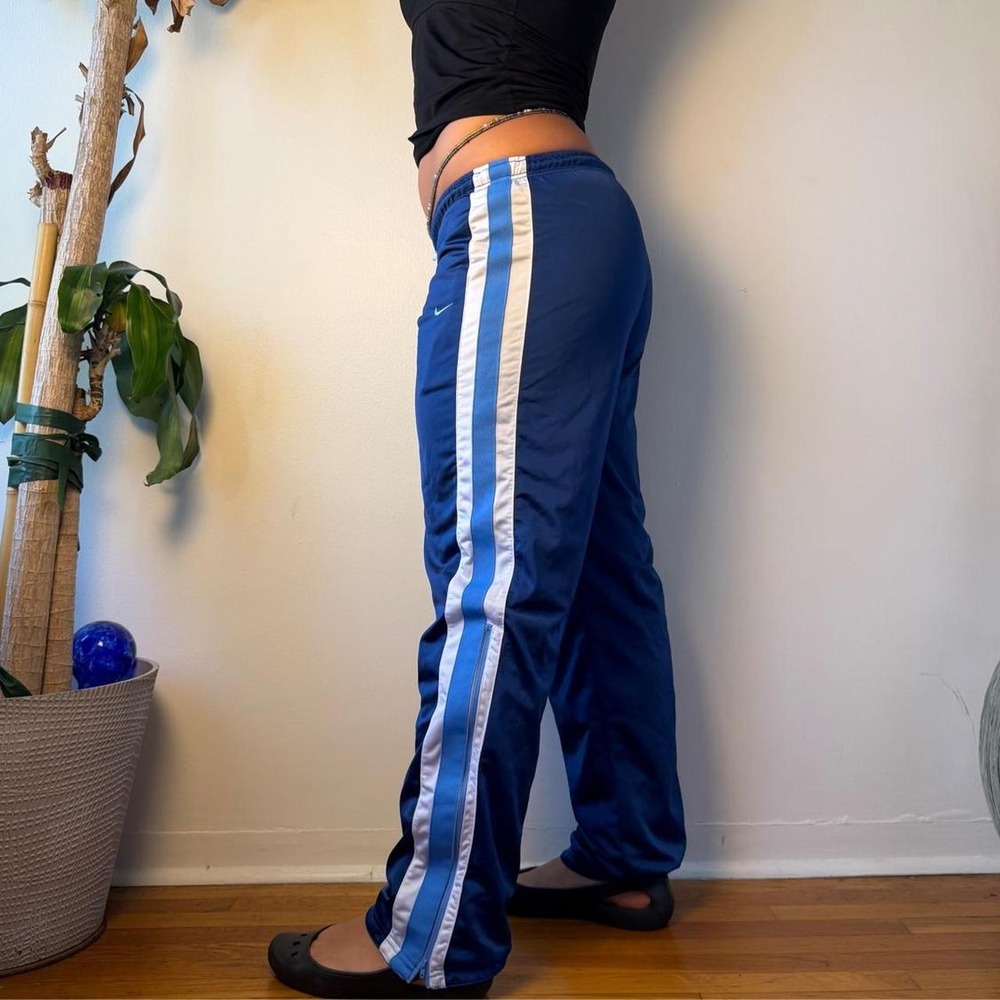 Nike Vintage Y2K Reversible Track Pants Navy Baby Blue Wide Leg Medium Large - Picture 4 of 8